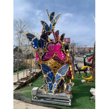 地產(chǎn)景觀不銹鋼發(fā)光蝴蝶雕塑制作