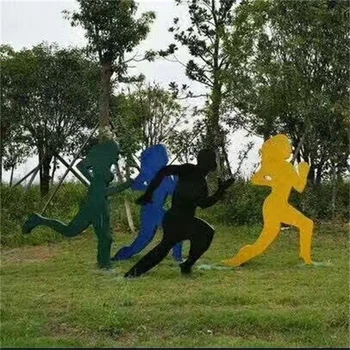 不銹鋼跑步人物雕塑定制剪影運動人物雕塑