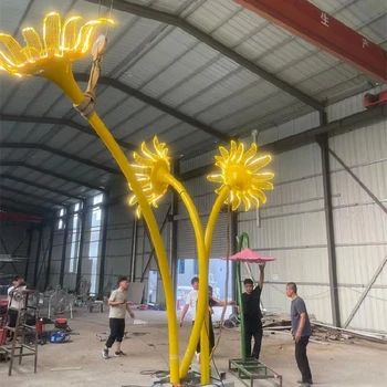 地產景觀不銹鋼花朵造型雕塑定做廠家