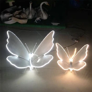 小區(qū)不銹鋼發(fā)光蝴蝶雕塑制作