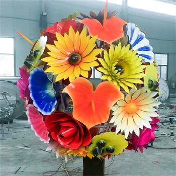 廣場(chǎng)不銹鋼花雕塑加工廠家