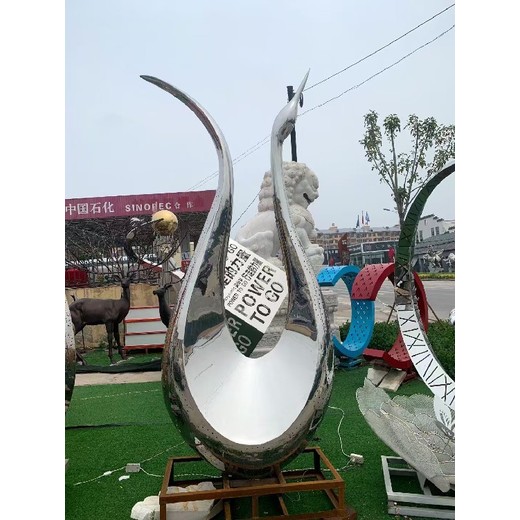 園林景觀不銹鋼天鵝雕塑定做