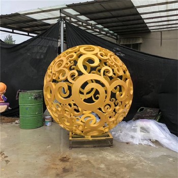地產景觀不銹鋼鏤空球雕塑制作