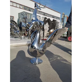 園林景觀不銹鋼鏡面天鵝雕塑定制廠家