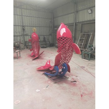 廣場鯉魚不銹鋼雕塑定制