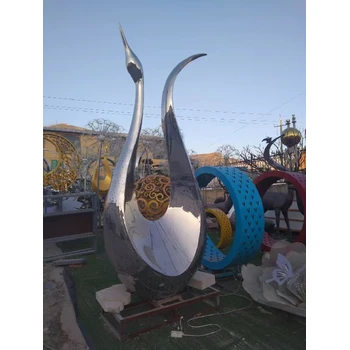 園林景觀不銹鋼鏡面天鵝雕塑定制廠家