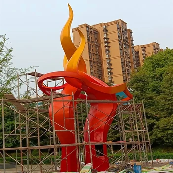 園林景觀火苗不銹鋼雕塑制作廠家