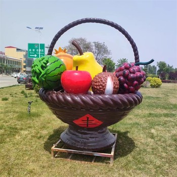 供應(yīng)玻璃鋼水果籃雕塑定制