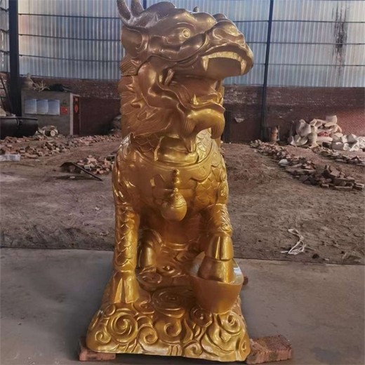 曲陽(yáng)古代鑄銅麒麟雕塑生產(chǎn)廠家,麒麟大型雕塑
