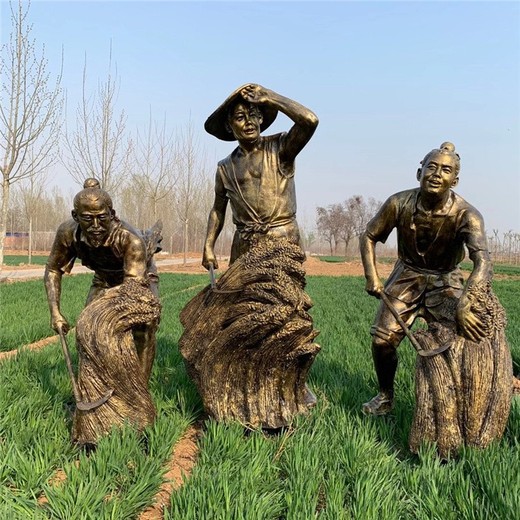 仿銅農(nóng)耕人物雕塑定制農(nóng)耕文化雕塑