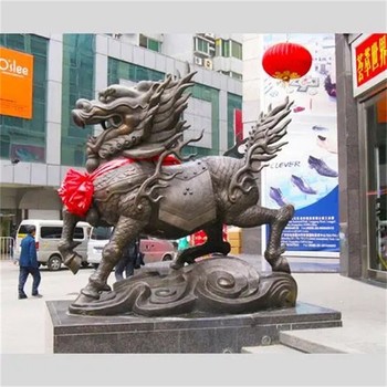 廣場鑄銅麒麟雕塑定制