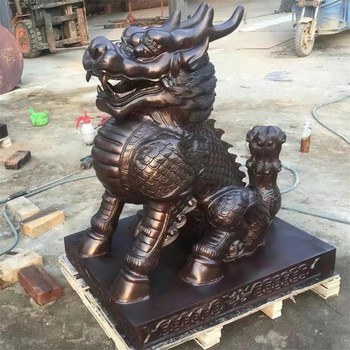 戶(hù)外鑄銅麒麟雕塑定制,麒麟大型雕塑