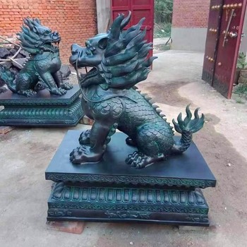 曲陽(yáng)大門(mén)口鑄銅麒麟雕塑大全,麒麟大型雕塑