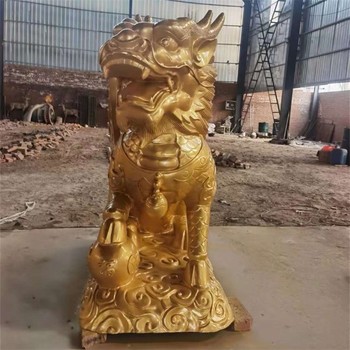 曲陽戶外鑄銅麒麟雕塑廠家,麒麟大型雕塑