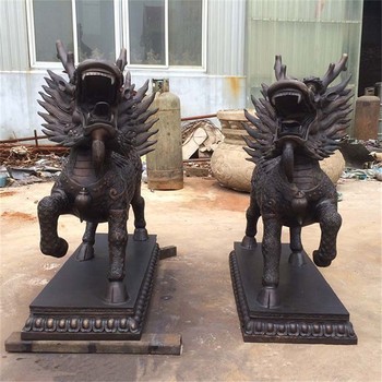 曲陽(yáng)古代鑄銅麒麟雕塑加工定制