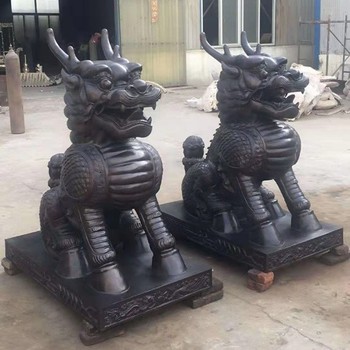 供應鑄銅麒麟雕塑定做,麒麟大型雕塑