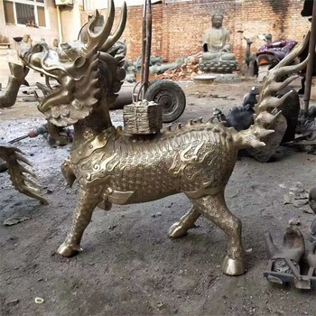 曲陽大型鑄銅麒麟雕塑加工廠