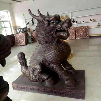 曲陽古代鑄銅麒麟雕塑價格,麒麟大型雕塑