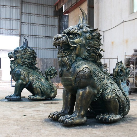 廣場鑄銅麒麟雕塑大全,麒麟大型雕塑