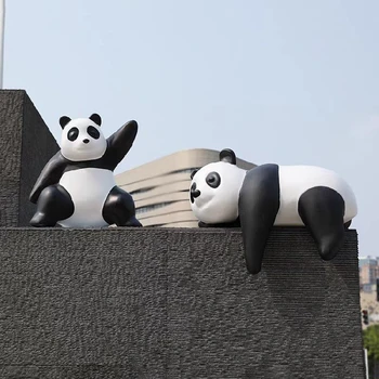 大型廣場熊貓雕塑來圖咨詢-動物熊貓雕塑壁畫雕塑廠家定制