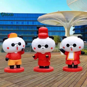 南開(kāi)卡通熊貓雕塑售樓處擺件塊面幾何動(dòng)物