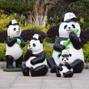 北辰卡通熊貓雕塑公園花園小動物擺件