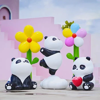 崇文卡通熊貓雕塑,售樓處擺件塊面幾何動物