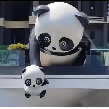 卡通動畫熊貓雕塑電影人物-農(nóng)場熊貓雕塑壁畫雕塑廠家定制