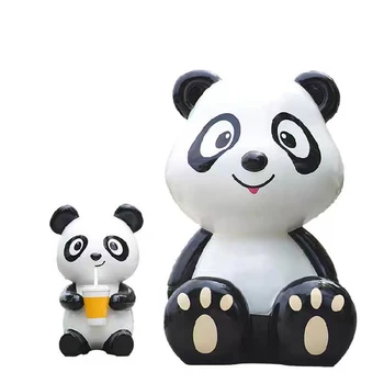 定制加工熊貓雕塑設(shè)計效果圖-游樂園熊貓雕塑壁畫雕塑廠家