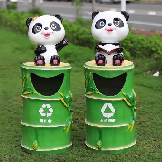 佳木斯玻璃鋼動(dòng)物彩繪熊貓雕塑戶外園林景觀