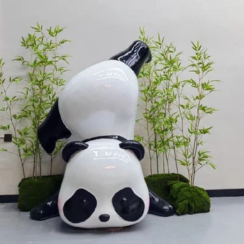 長(zhǎng)春不銹鋼熊貓雕塑售樓處擺件塊面幾何動(dòng)物