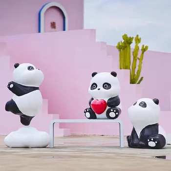 長(zhǎng)春不銹鋼熊貓雕塑售樓處擺件塊面幾何動(dòng)物