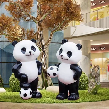 長(zhǎng)春不銹鋼熊貓雕塑售樓處擺件塊面幾何動(dòng)物