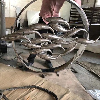 廣場不銹鋼魚群雕塑定制廠家