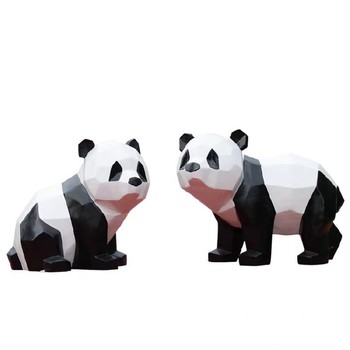 動(dòng)漫人物熊貓雕塑設(shè)計(jì)效果圖,風(fēng)景熊貓雕塑壁畫雕塑廠家