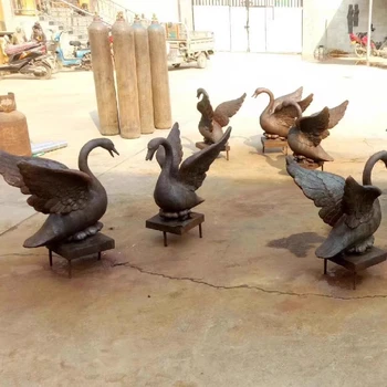 小區(qū)鑄銅天鵝噴水雕塑定做廠家