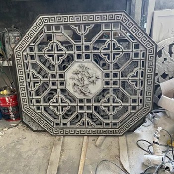 圓形鏤空石雕窗花定做,古建筑石雕窗花