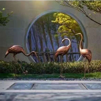 抽象純銅仙鶴雕塑定做