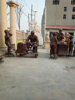 工廠玻璃鋼仿銅民俗人物雕塑