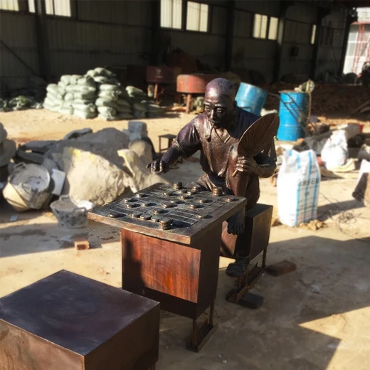 街道民俗人物銅雕塑加工