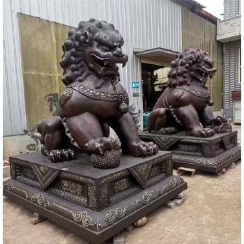 廣場(chǎng)鑄銅獅子雕塑定制
