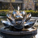 地產(chǎn)景觀鏡面不銹鋼蓮花雕塑定制