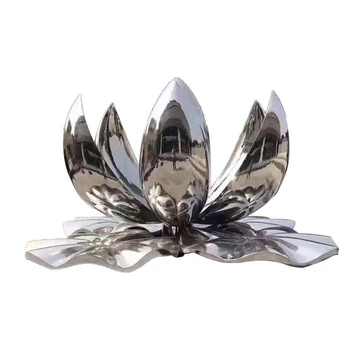 不銹鋼鏡面荷花雕塑加工廠家