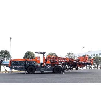 隧道施工雙鑿巖拱錨臺(tái)車(chē)工作視頻