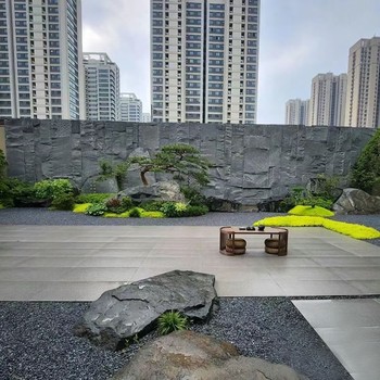 昆明不規則日式中國黑置石設計安裝廠家,原石中國黑置石定制