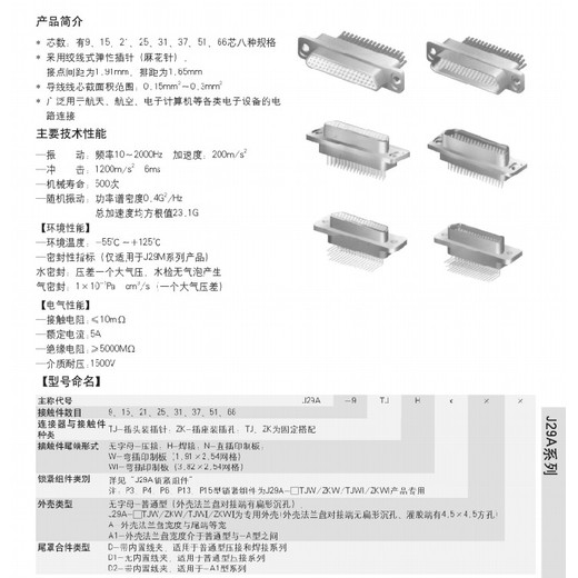 公母頭連接器J29A-9TJH接插件