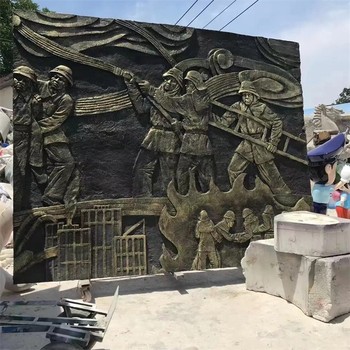 玻璃鋼消防浮雕公園消防文化墻圖片