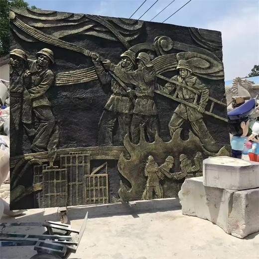 消防浮雕文化墻消防人物浮雕