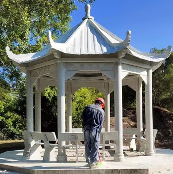 新疆寺廟石涼亭安裝涼亭
