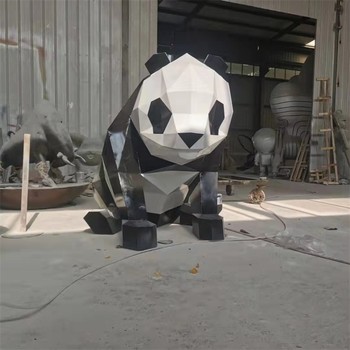 發(fā)光不銹鋼熊貓雕塑